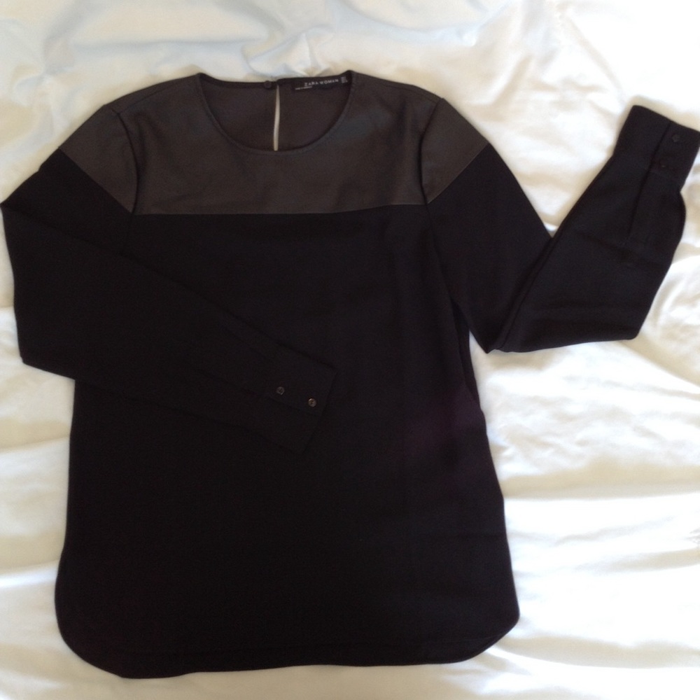 Faux leather trimmed top